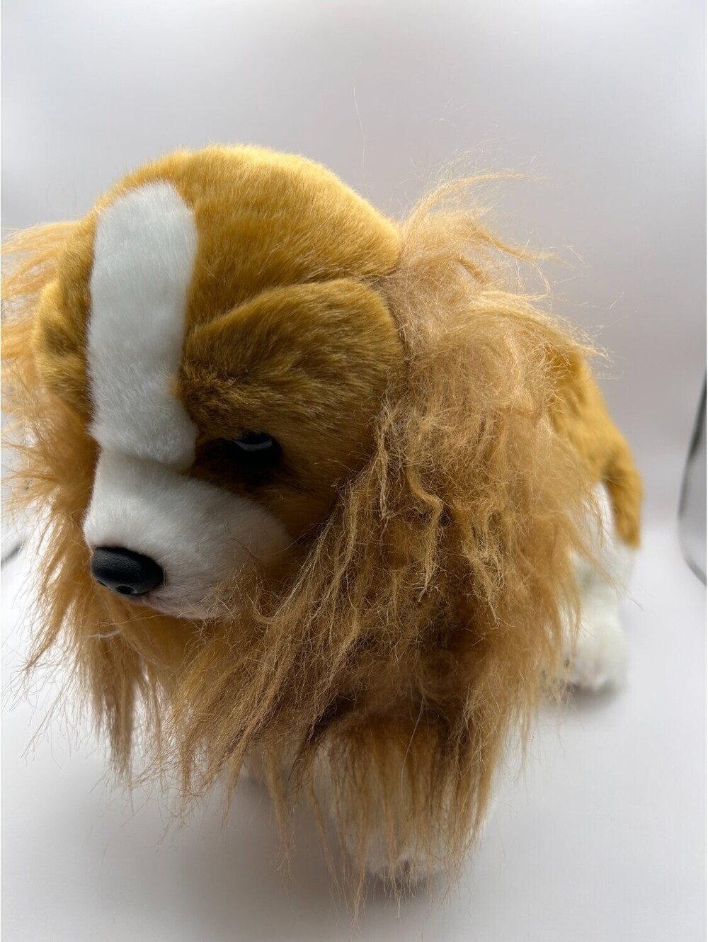 The Bearington Collection Plush Dog Tan Pellet Weighted Tush Tags Attached
